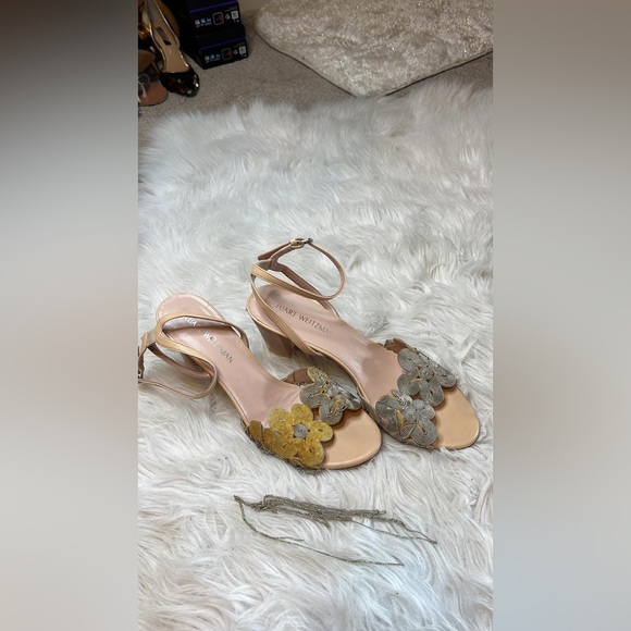 Stuart Weitzman Floral Sandals - Cream - Picture 12 of 14